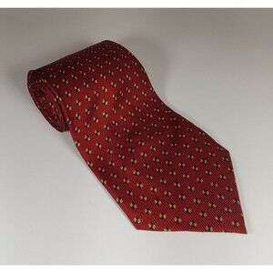 Nautica Tie Maroon Burgundy with Gold & Black Geometric Design 100% silk  4x58